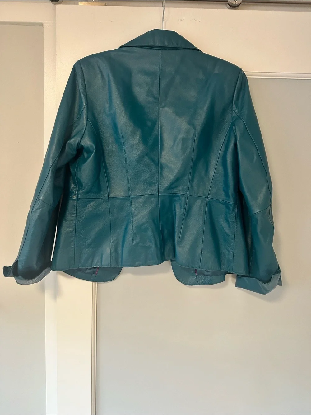 Pamela McCoy Teal Leather Blazer Jacket